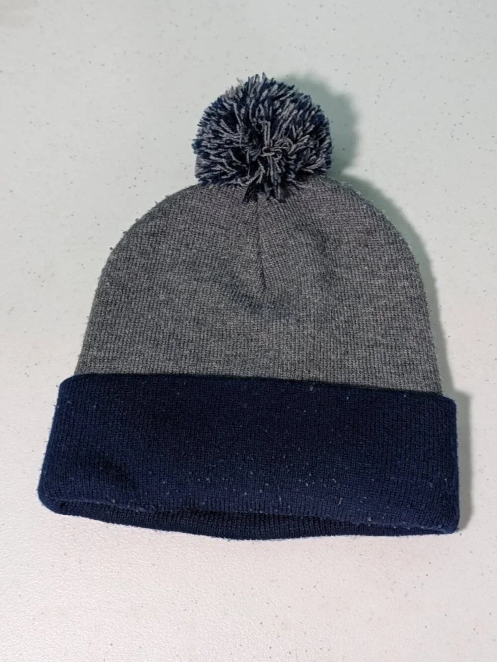 Labatt Blue Imported Beer Pom Pom Beanie Stocking Cap Blue & Gray
